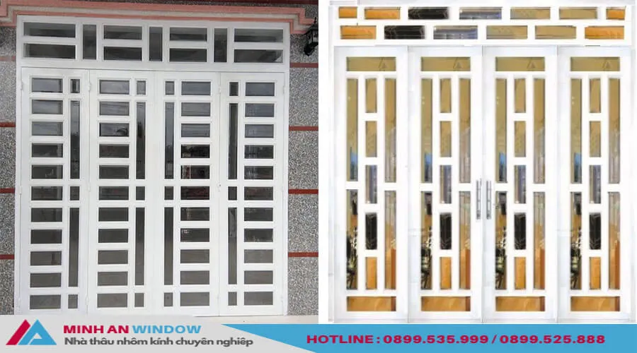 Cửa sắt pano màu trắng hiện đại
