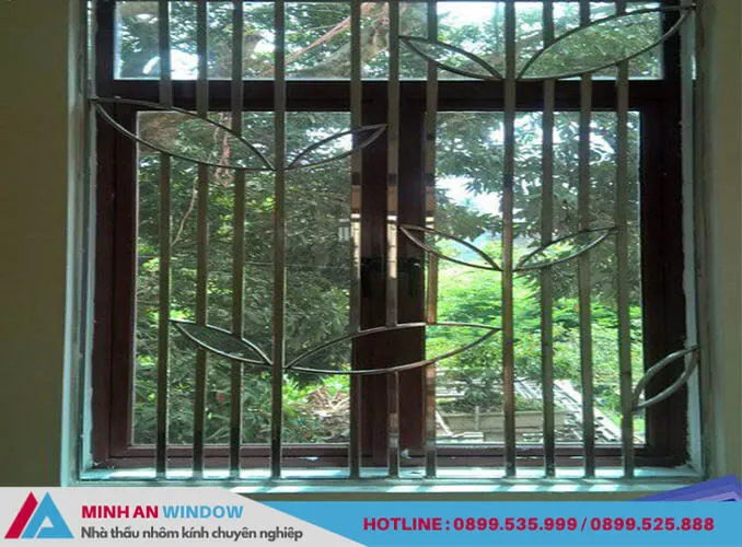 Khung bảo vệ cửa sổ inox 2 cánh