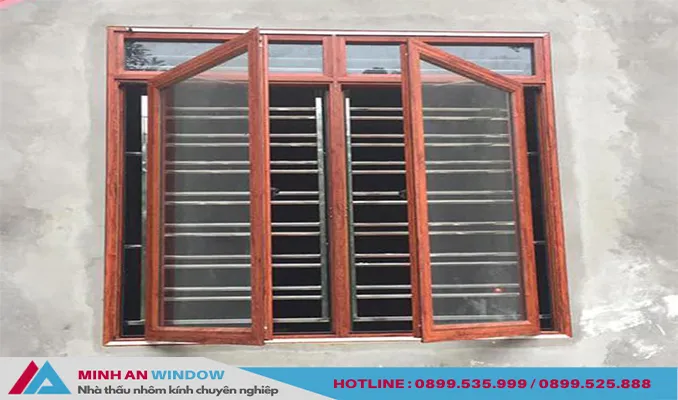 Cửa sổ inox khung nhôm vân gỗ