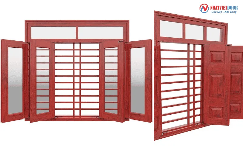 cửa sổ thép vân gỗ
