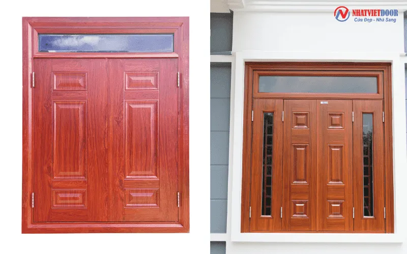 cửa sổ thép vân gỗ