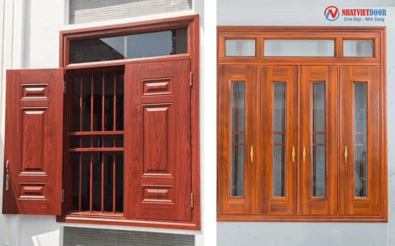 cửa sổ thép vân gỗ