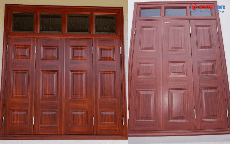 cửa sổ thép vân gỗ