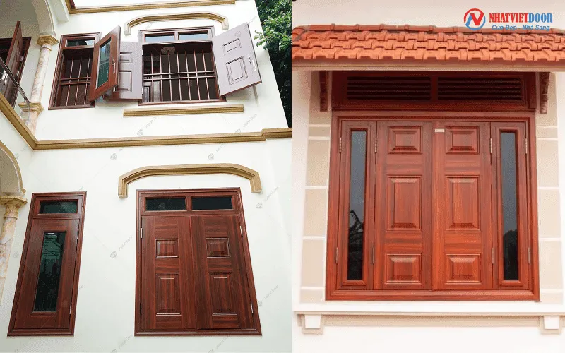 cửa sổ thép vân gỗ