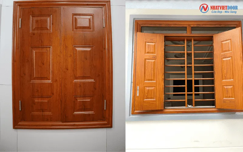cửa sổ thép vân gỗ