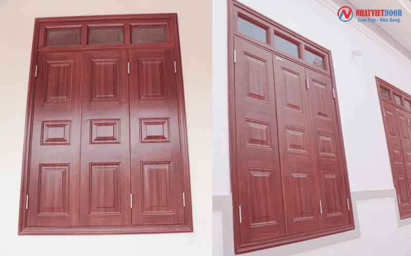 cửa sổ thép vân gỗ