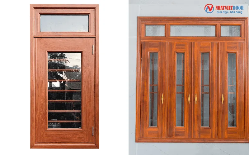 cửa sổ thép vân gỗ