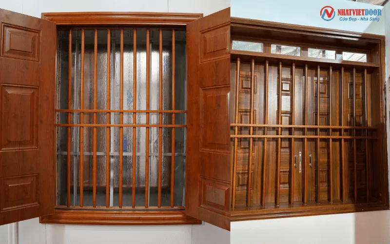 cửa sổ thép vân gỗ