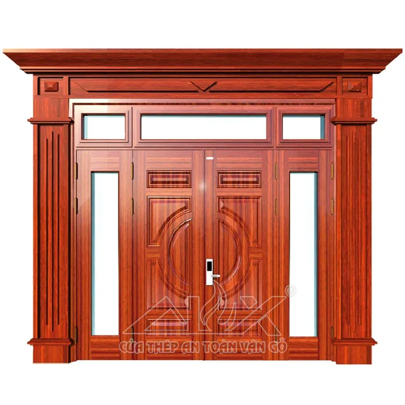 Cửa Thép Vân Gỗ 4 Cánh Lệch A42.2-K.K-PĐ