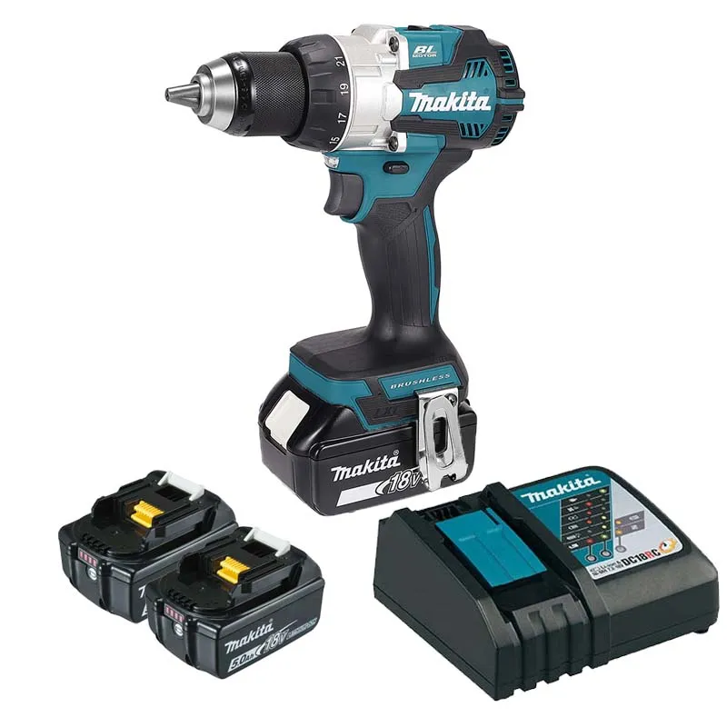 MÁY KHOAN BÚA, VẶN VÍT DÙNG PIN (BL)(18V) MAKITA DHP489RTJ (2 pin 5.0Ah(BL1850B), sạc nhanh(DC18RC))