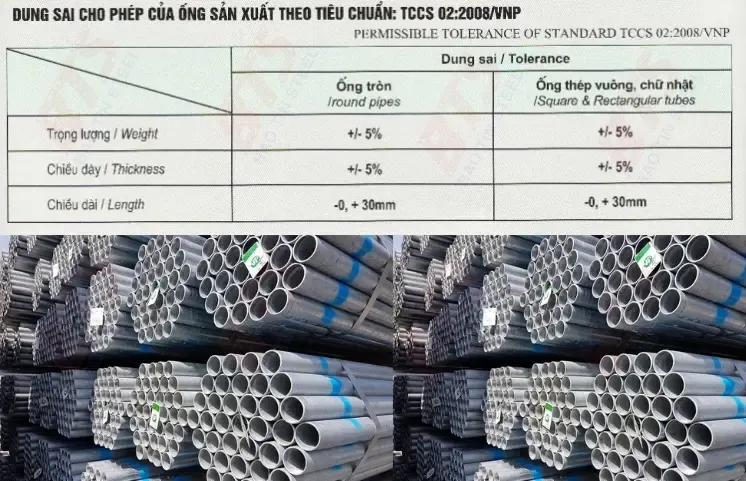 Dung sai ống kẽm tiêu chuẩn TCCS