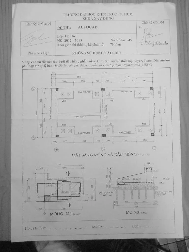 Đề thi tin học xây dựng