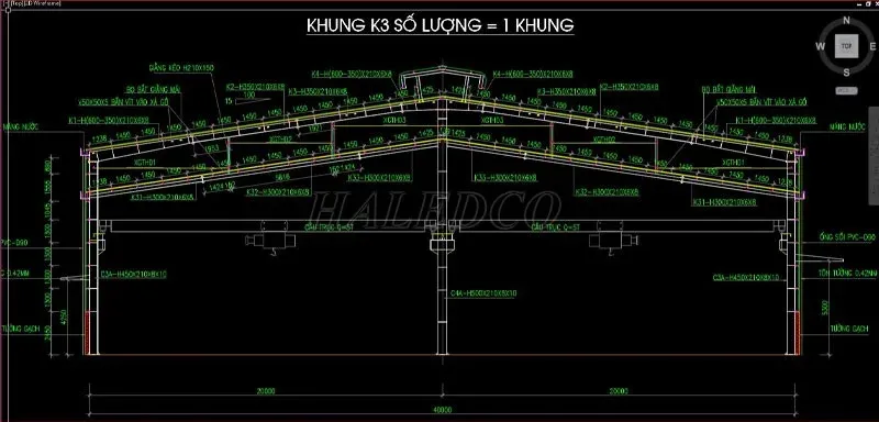 File Cad nhà xưởng 1000M2