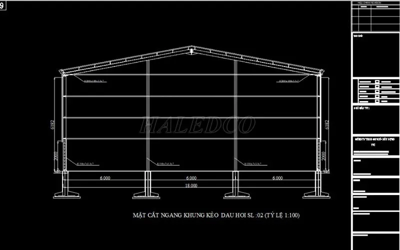 File Cad vẽ nhà xưởng 18M