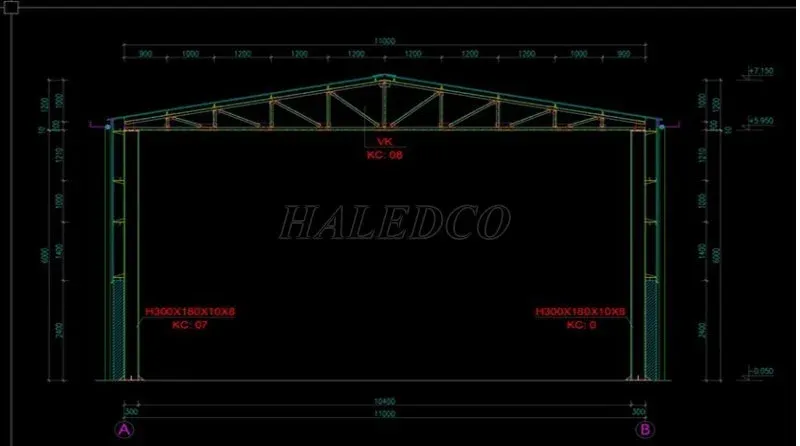 File Cad nhà xưởng 2000m2