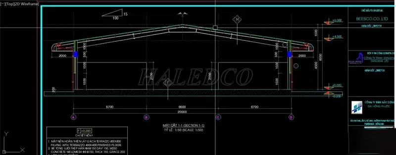 File Cad nhà xưởng 20x30