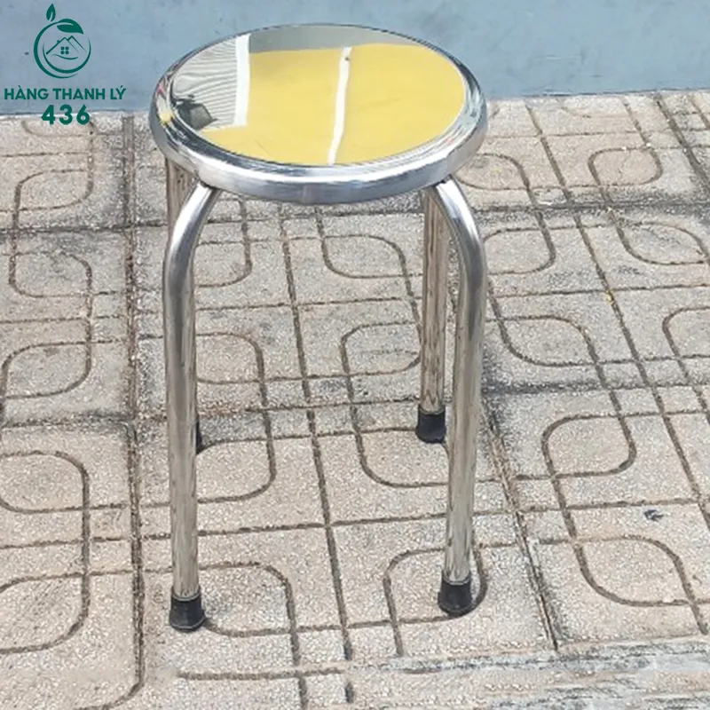 Ghế đôn inox 4 chân mới 90% thanh lý