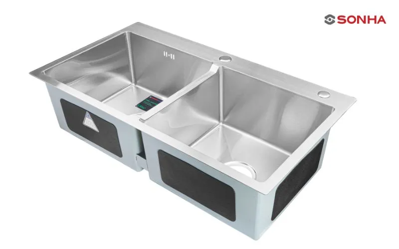Chậu rửa chén inox 2 hộc lệch HM.X.2L.82.2.2 với thiết kế tối ưu không gian