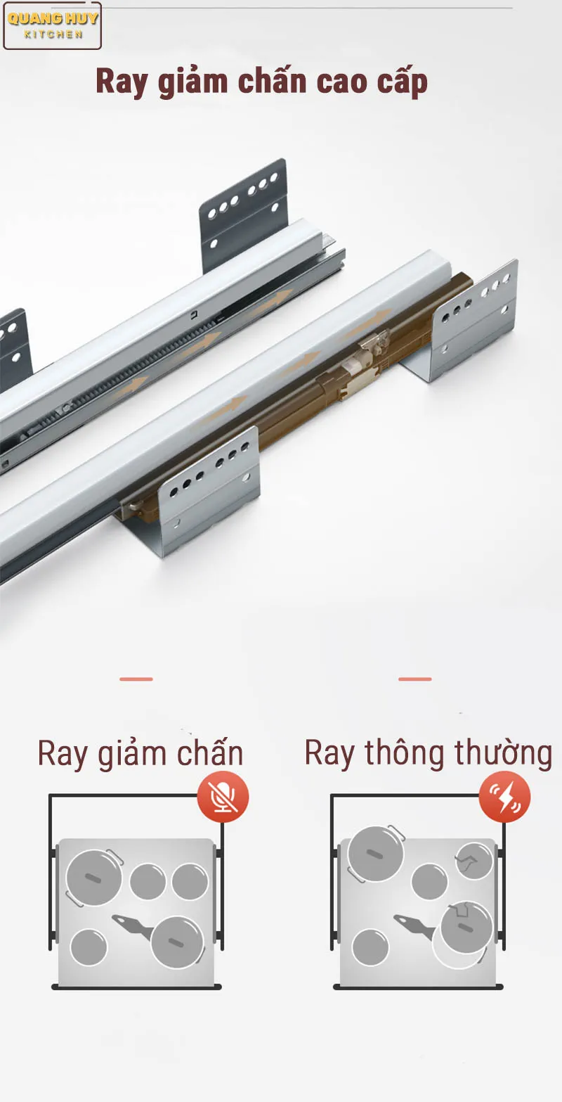 Ray giảm chấn hoạt động êm ái trên giá úp bát Euplus