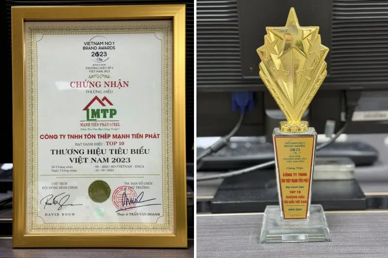Đại lý Tôn Thép MTP đạt Top 10 thương hiệu Việt Nam năm 2023
