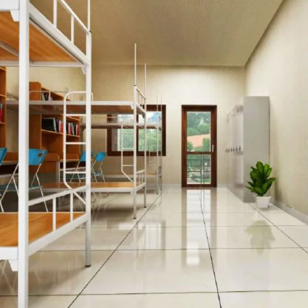 Giường sắt 2 tầng lắp ráp màu trắng