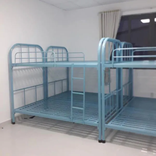 Giường sắt 2 tầng ống tròn màu xanh dương