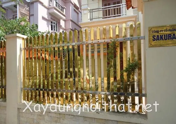 Mẫu hàng rào inox mạ vàng PVD