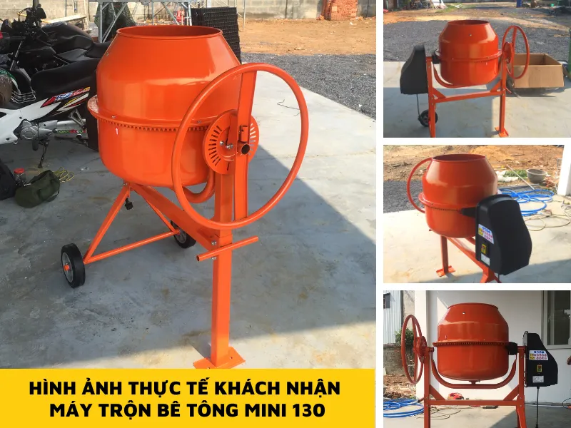 ảnh khách nhận Máy trộn bê tông mini F130