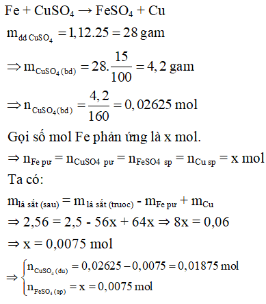 Ngâm Một Đinh Sắt Trong Dung Dịch Đồng(II) Sunfat: Phân Tích Phản Ứng và Tính Toán Nồng Độ