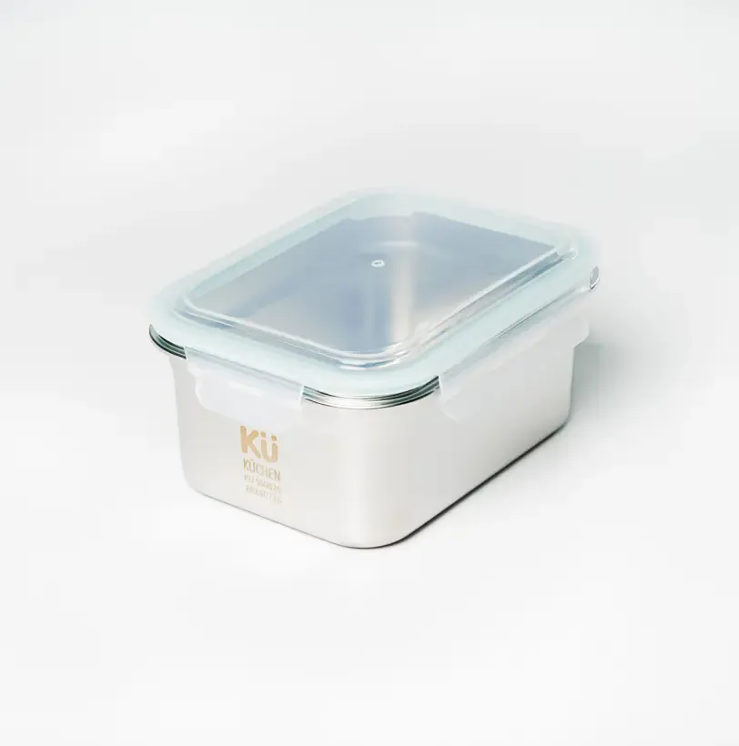 Cận cảnh bộ hộp inox đựng thực phẩm KU SS0825 với các dung tích khác nhau