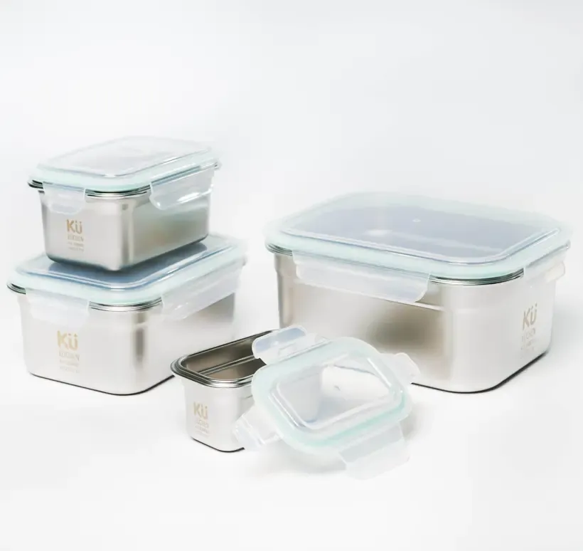 Kích thước chi tiết của các hộp inox đựng thực phẩm trong bộ KU SS0825