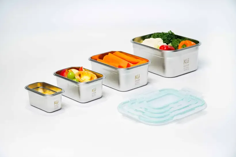 Cận cảnh chất liệu Inox 304 dày 0.5mm của hộp đựng thực phẩm