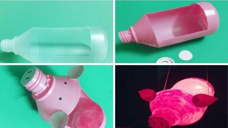 Đèn lồng hình heo từ chai nhựa