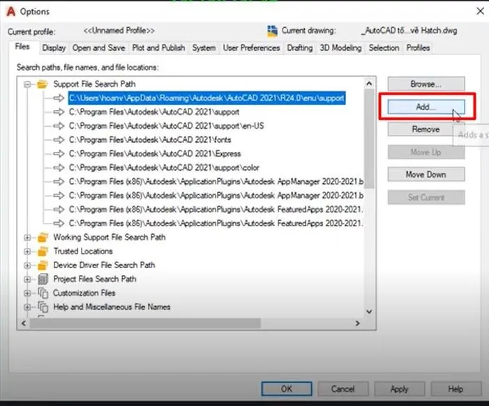 Thêm đường dẫn thư viện pattern