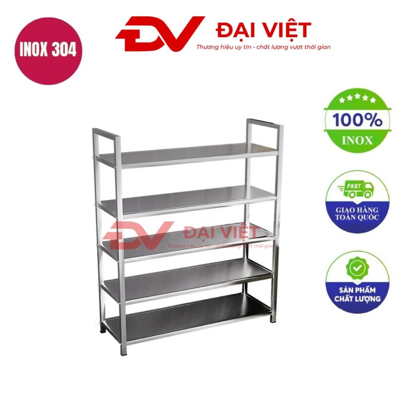 Kệ Chén Inox 304 5 Tầng 1200x400mm: Giải Pháp Lưu Trữ Bếp Công Nghiệp Ưu Việt