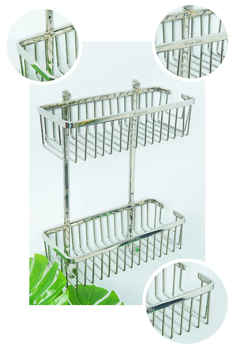 kệ inox nhà tắm 2 tầng