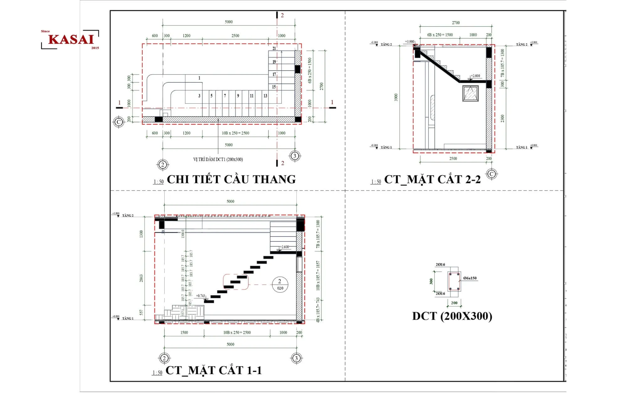Bản vẽ kết cấu cầu thang bê tông cốt thép
