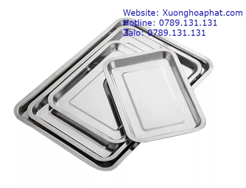 Khay cạn inox chữ nhật