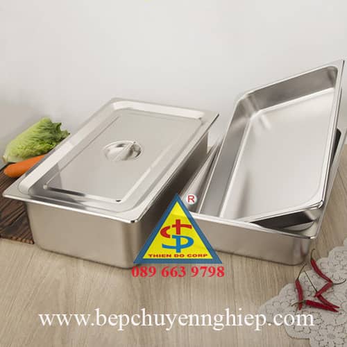 Đa dạng kích thước khay inox chữ nhật có nắp đậy theo tiêu chuẩn GN
