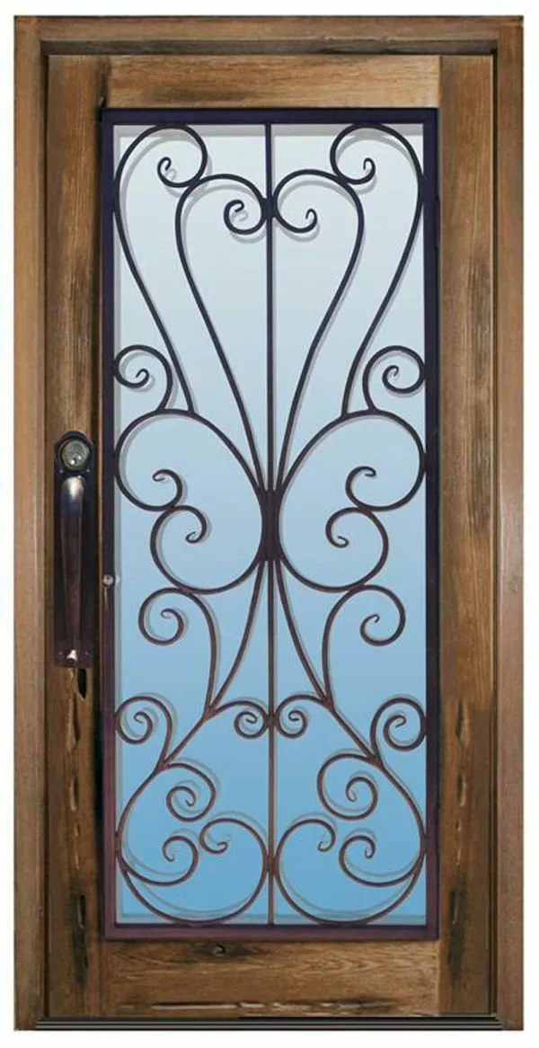 Mẫu khung sắt lắp với cánh cửa gỗ