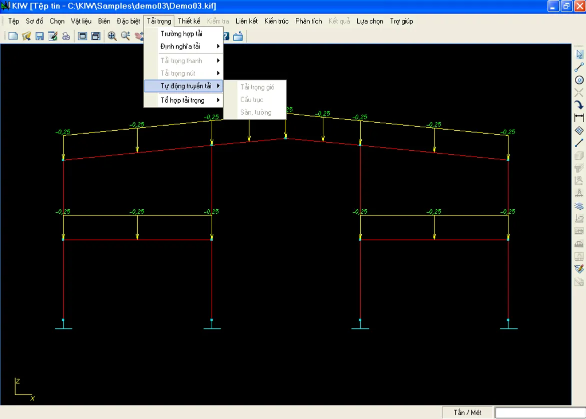 Giao diện nhập liệu phần mềm thiết kế kết cấu thép KIW