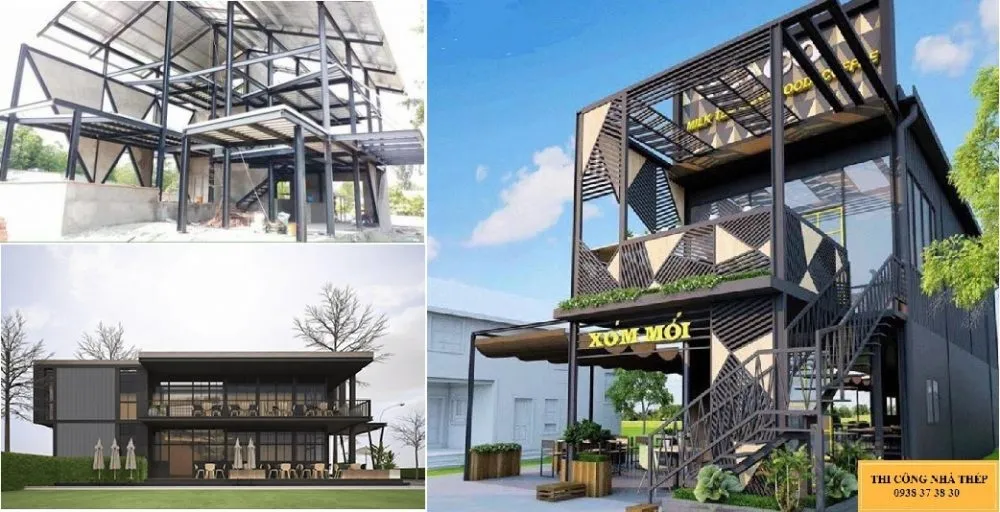 Thiết kế nhà hàng khung thép hai tầng với không gian mở