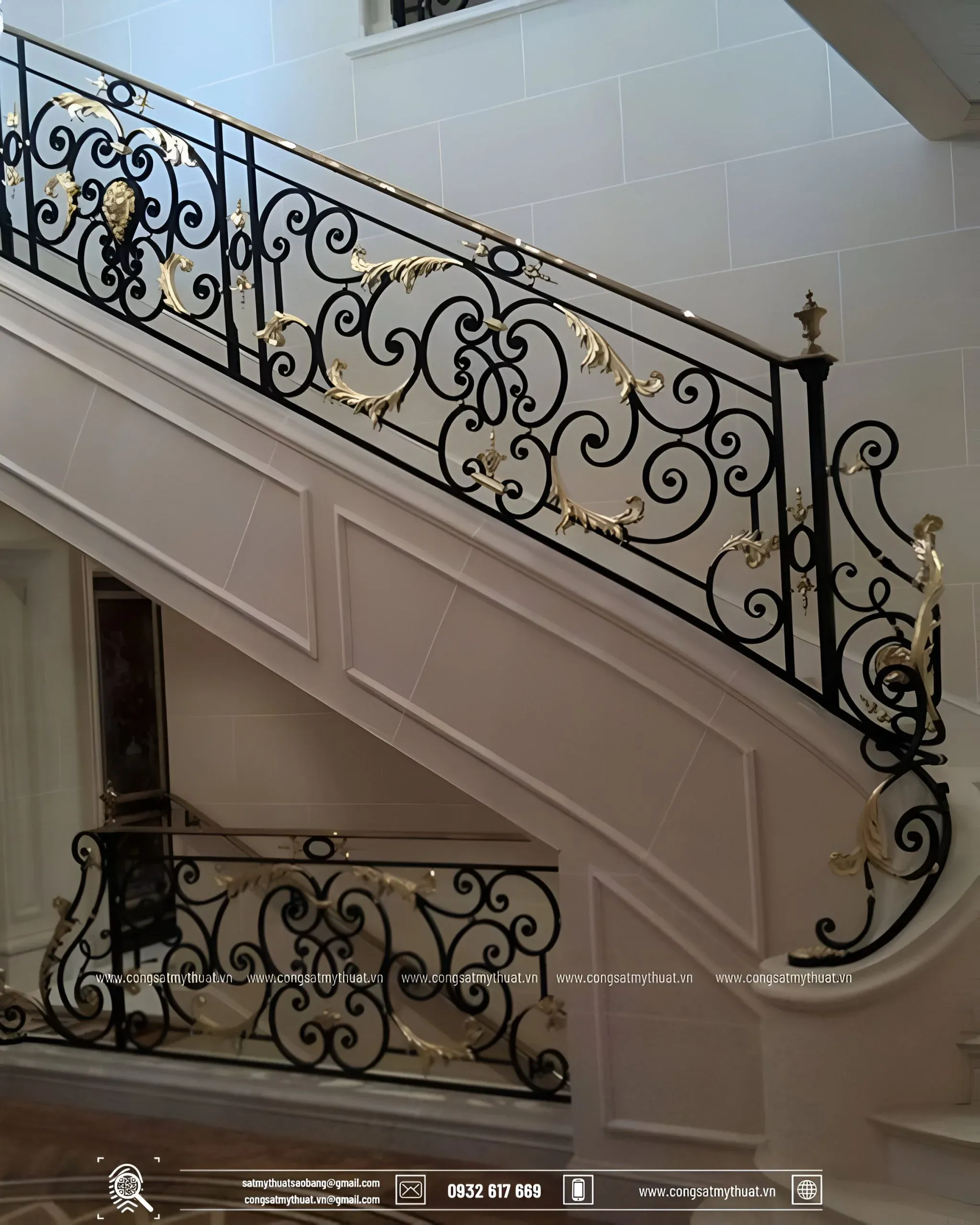 Cầu thang sắt mỹ thuật đơn giản