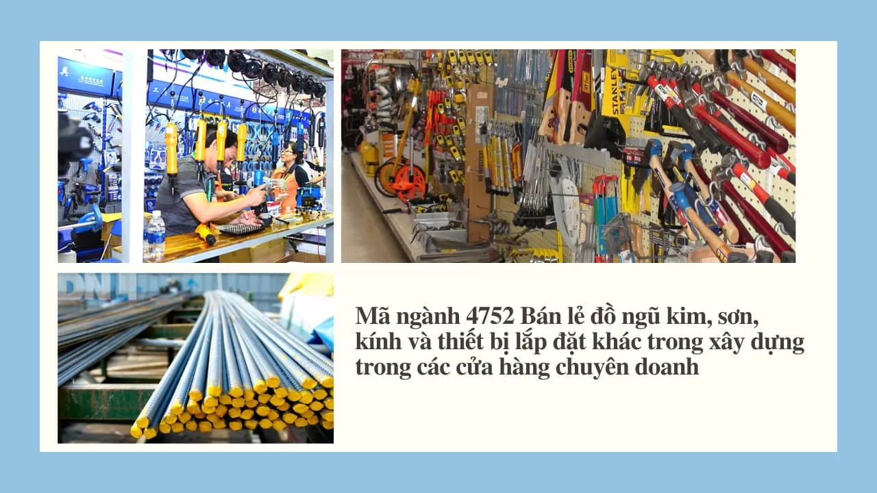 Ma nganh 4752 Ban le do ngu kim son kinh va thiet bi lap dat khac trong xay dung trong cac cua hang chuyen doanh