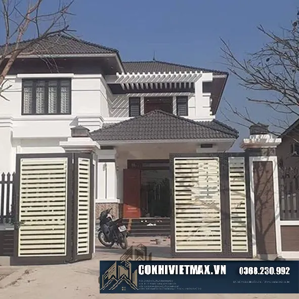 Mẫu cổng sắt 4 cánh đẹp