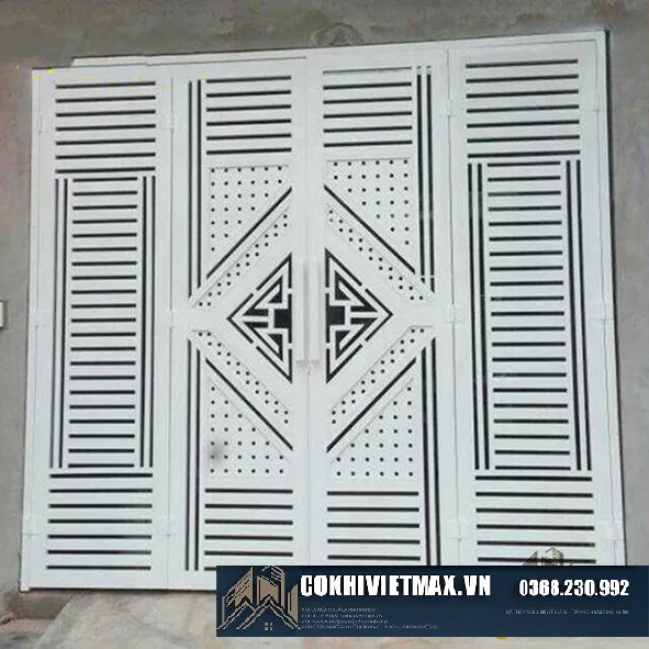 Mẫu cổng sắt 4 cánh hiện đại