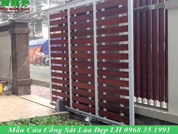 Mẫu cửa cổng sắt lùa đẹp, thiết kế đơn giản