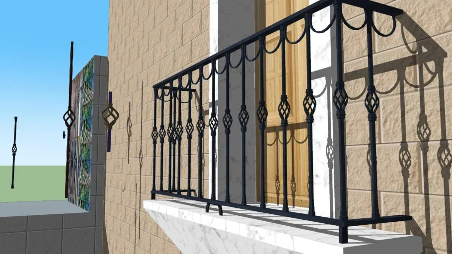 Lan can sắt ban công đơn giản, dễ vệ sinh, chống trầy xước