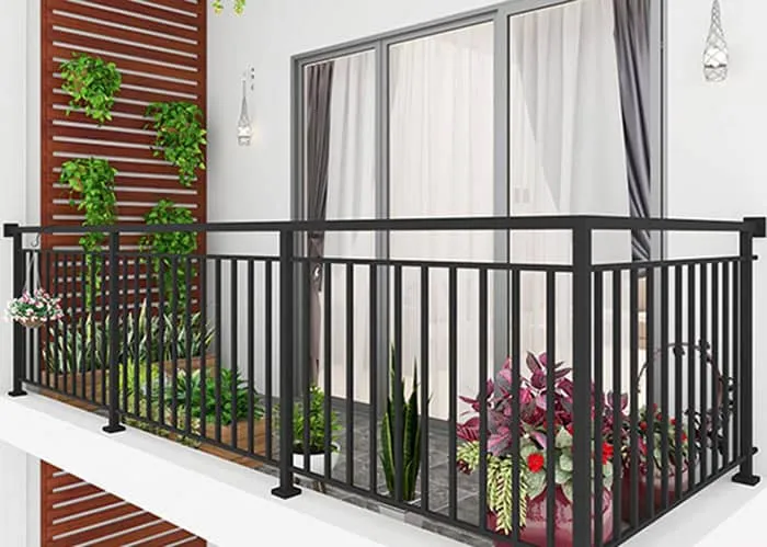 Mẫu lan can sắt thép hộp sơn tĩnh điện màu đen đẹp ấn tượng nhà sang