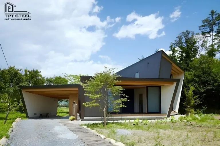 Mẫu nhà thép tiền chế đơn giản, phá cách
